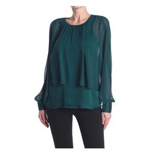 Trina Turk Dark Green Ivy Silk Preston Blouse Sz.M NWT